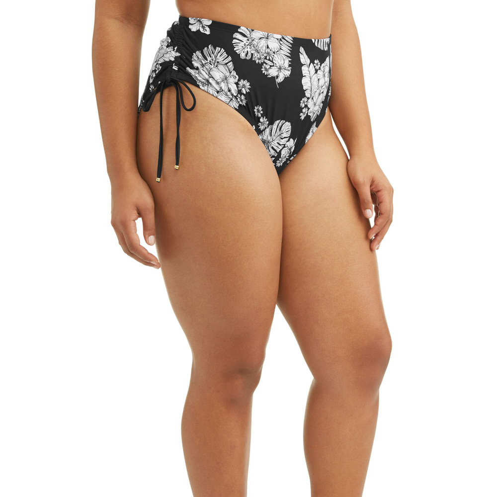 Time and Tru Women's Plus-Size Printed Floral Side Adjustable Swimsuit Bottom 2X